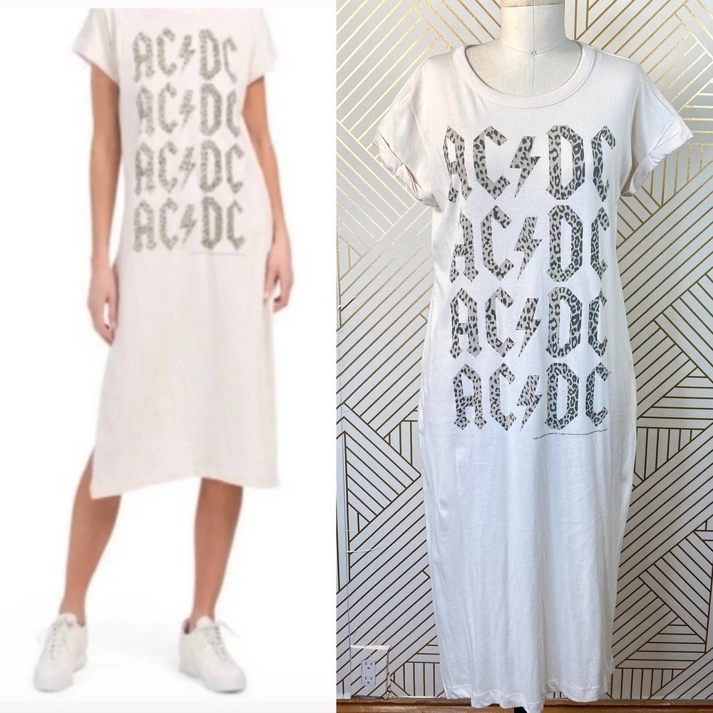 Chaser Off White AC/DC T-shirt Midi Dress